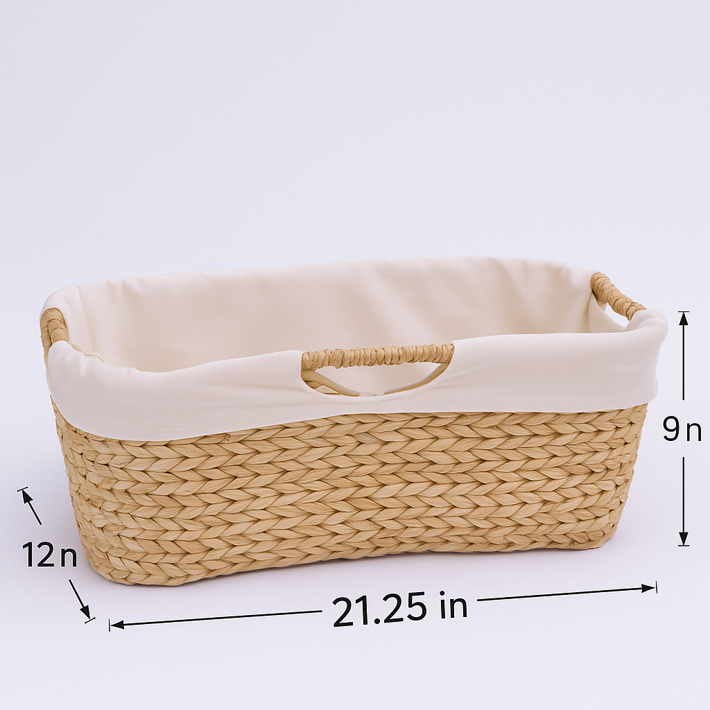 Wicker Laundry Rattan Basket with Easy Carry 3 handles and Removable Liner Laundry bag