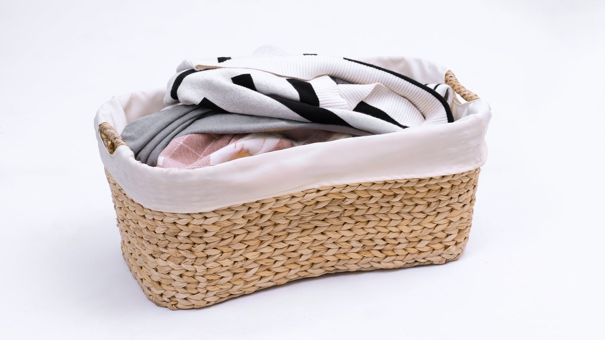 Wicker Laundry Rattan Basket with Easy Carry 3 handles and Removable Liner Laundry bag