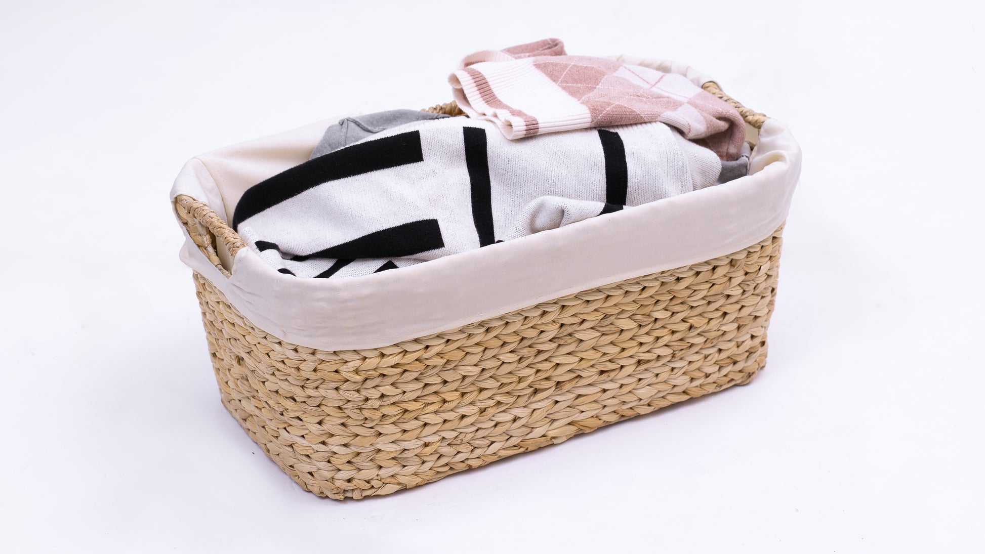 Wicker Laundry Rattan Basket with Easy Carry 3 handles and Removable Liner Laundry bag