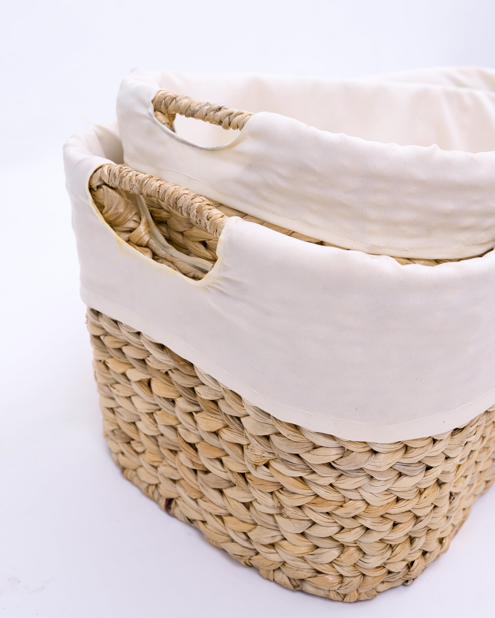 Wicker Laundry Rattan Basket with Easy Carry 3 handles and Removable Liner Laundry bag