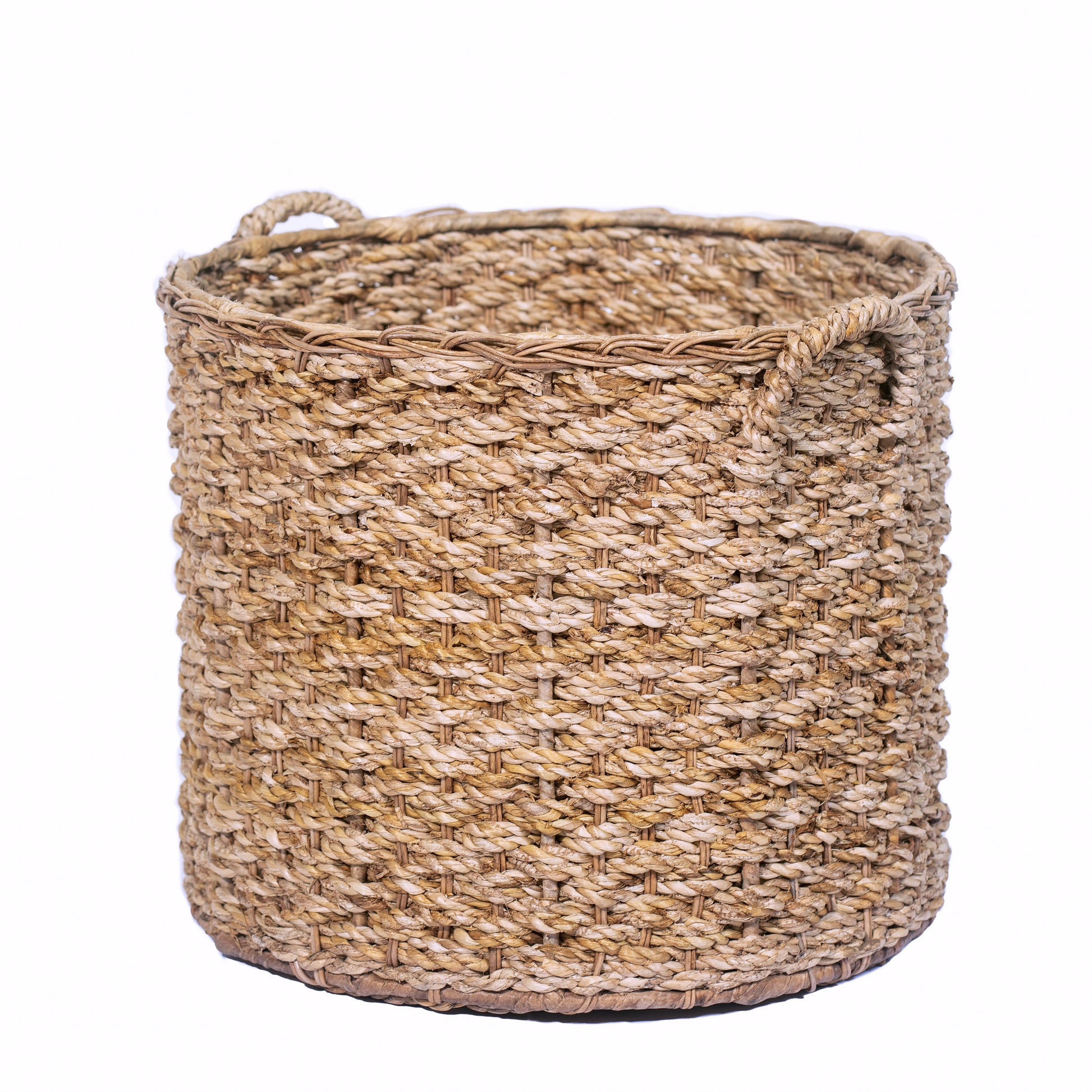 Round Wicker Storage Rattan Basket For Blankets, Toys, Towels, Laundry with Handles