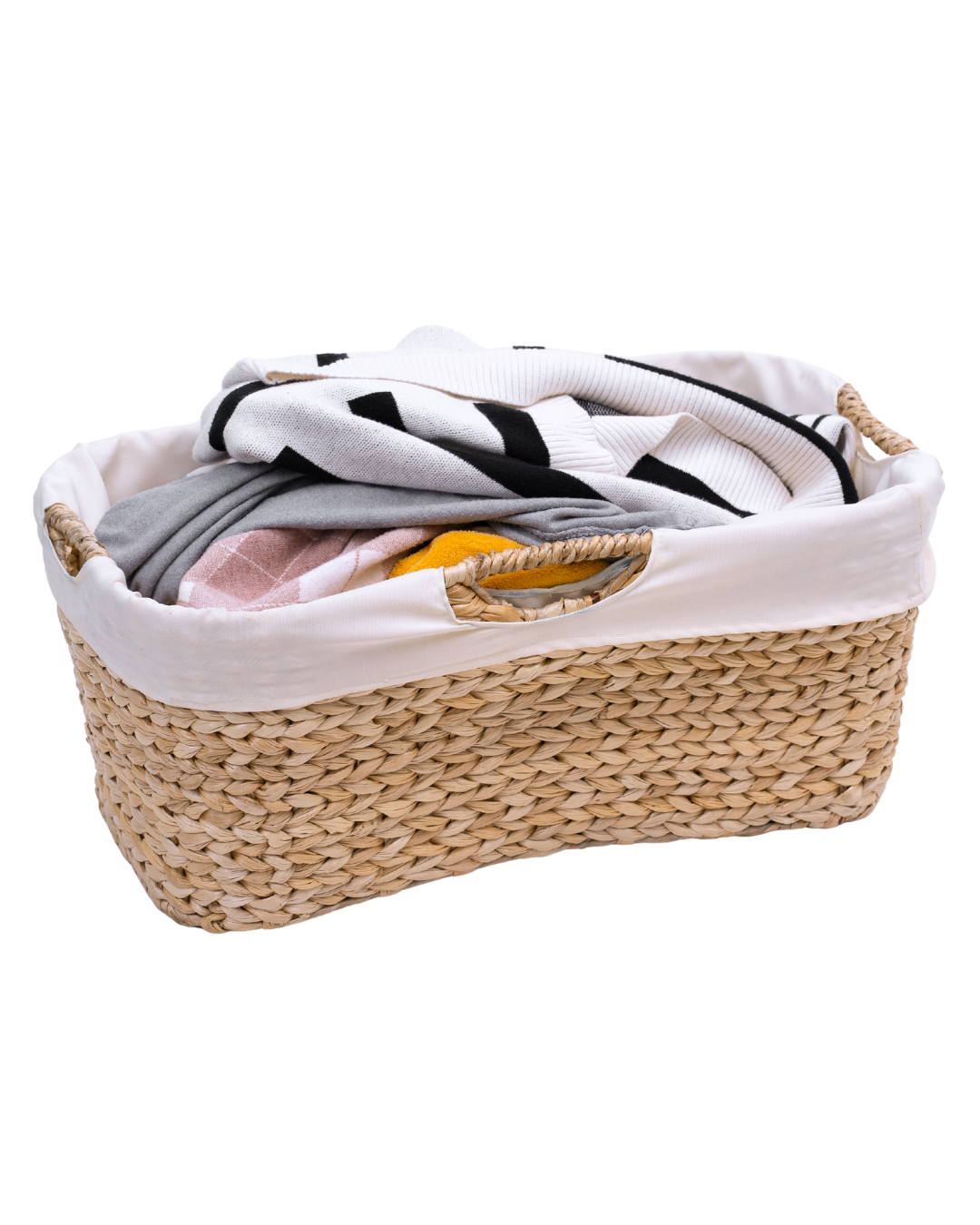 Wicker Laundry Rattan Basket with Easy Carry 3 handles and Removable Liner Laundry bag