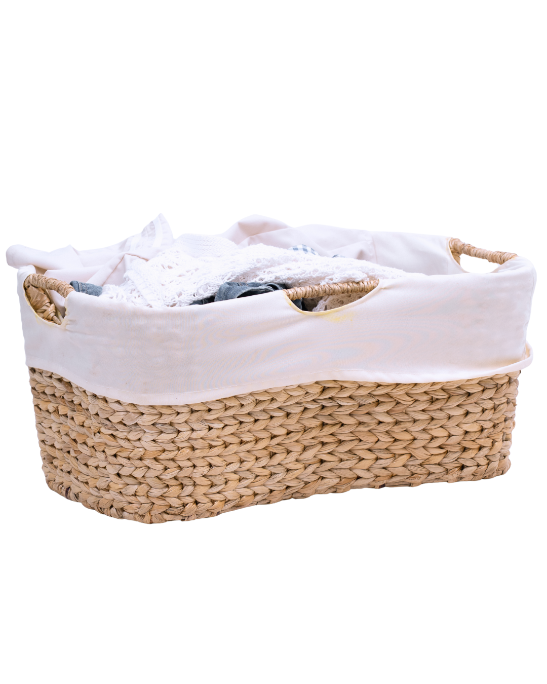 Wicker Laundry Rattan Basket with Easy Carry 3 handles and Removable Liner Laundry bag