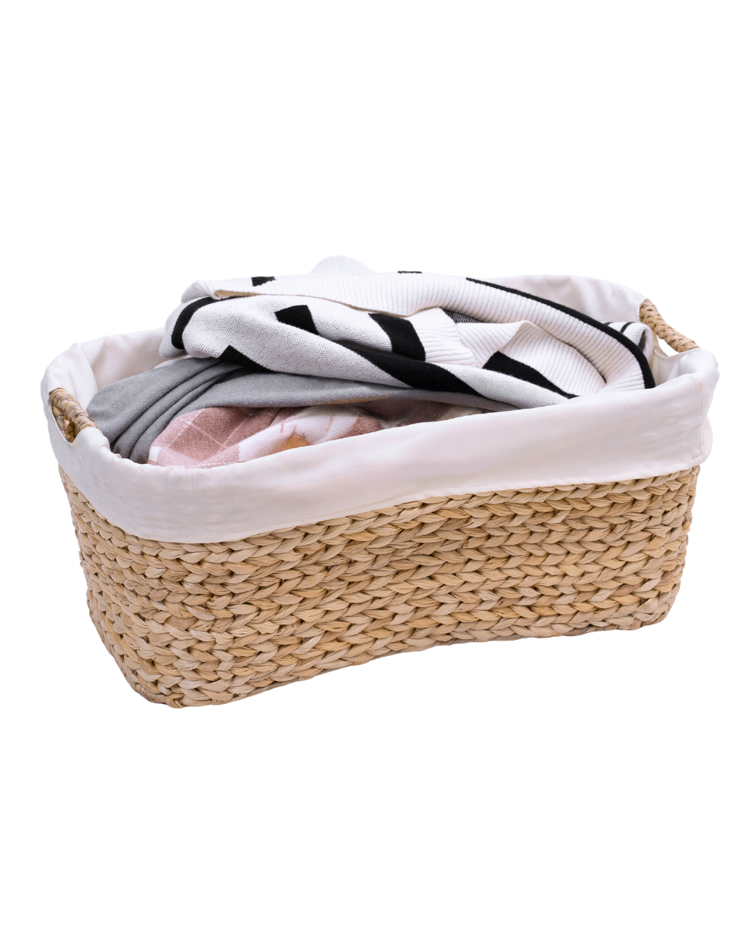 Wicker Laundry Rattan Basket with Easy Carry 3 handles and Removable Liner Laundry bag