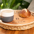 Round Wicker Tray 2 in 1 Personalized Teak Charcuterie Serving Board