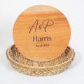 Round Wicker Tray 2 in 1 Personalized Wedding Anniversary Charcuterie Serving Board