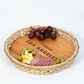 Round Wicker Tray 2 in 1 Personalized City Hometown Charcuterie Serving Board