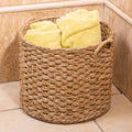 Round Wicker Storage Rattan Basket For Blankets, Toys, Towels, Laundry with Handles