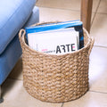 Round Wicker Storage Rattan Basket For Blankets, Toys, Towels, Laundry with Handles