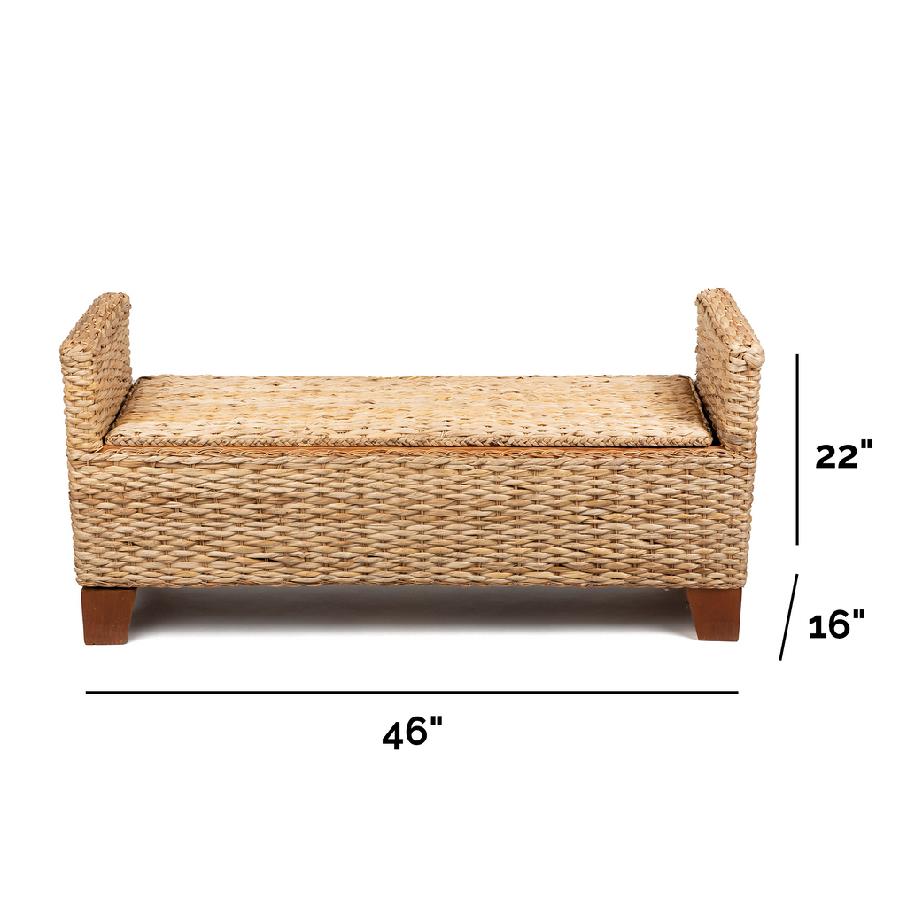 The Bedroom Bundle With Round Wicker Laundry Hamper And Spacious Storage Bench