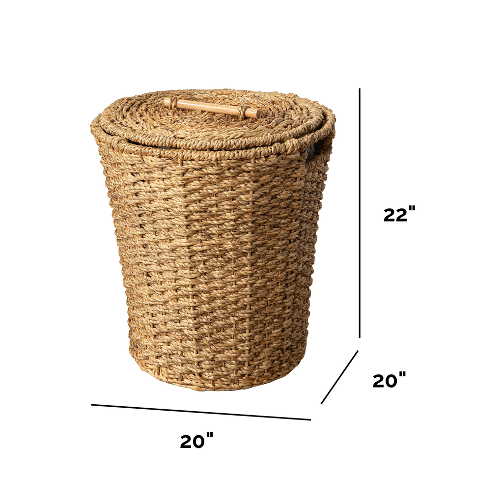 The Bedroom Bundle With Round Wicker Laundry Hamper And Spacious Storage Bench