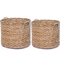 Round Wicker Storage Rattan Basket For Blankets, Toys, Towels, Laundry with Handles