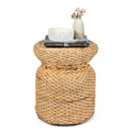 Round Wicker Side Rattan Accent Woven End Table
