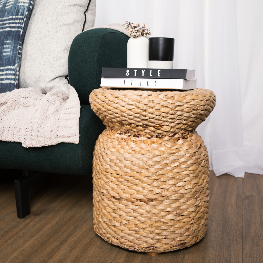 Round Wicker Side Accent Table