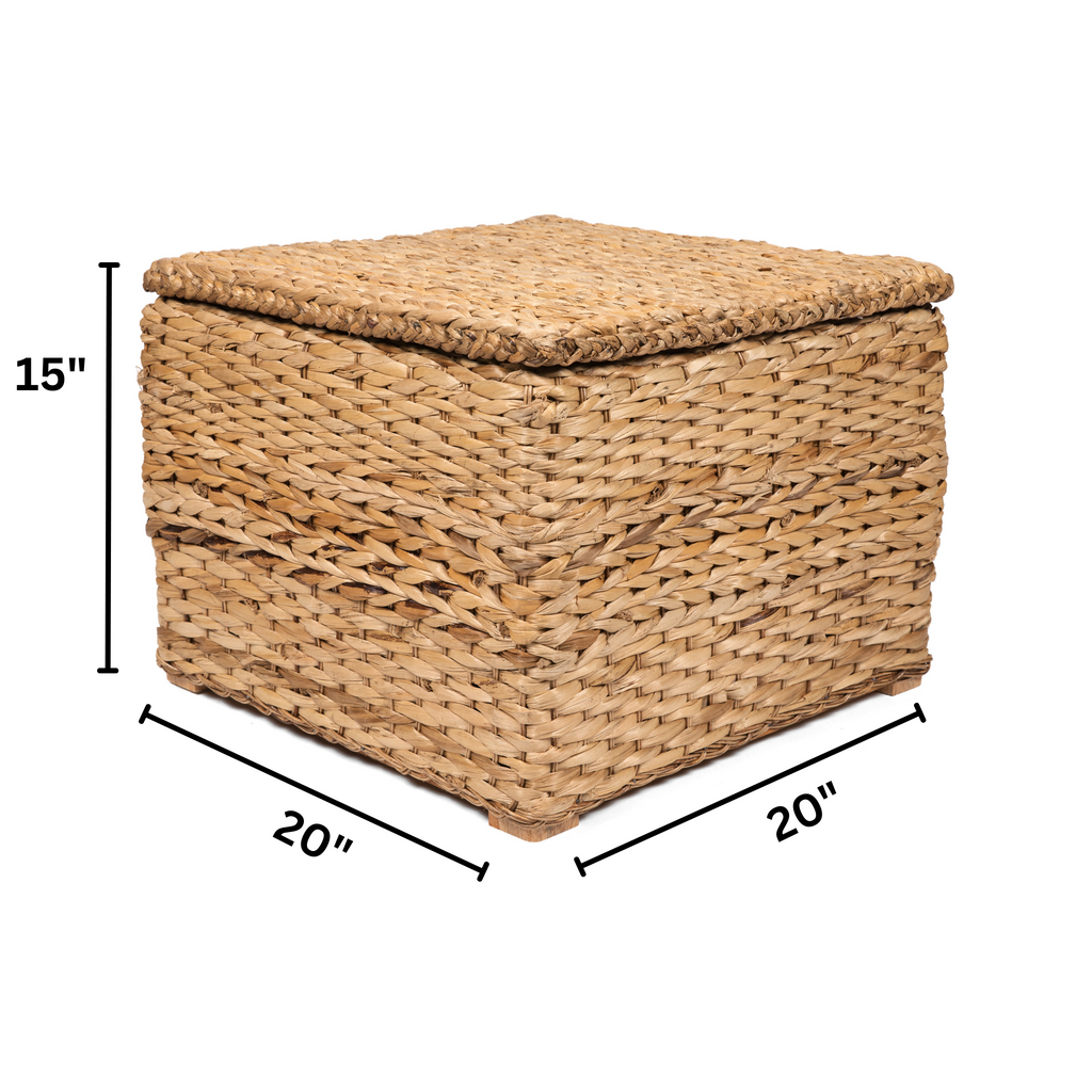 Square Wicker Ottoman Storage Chest Rattan Coffee Table