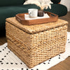 Square Wicker Storage Ottoman Rattan Coffee Table