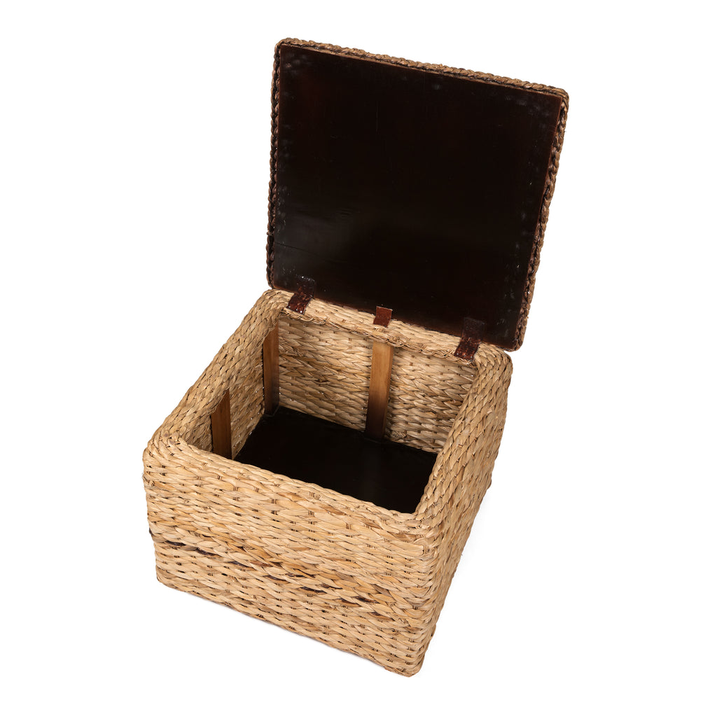 Square Wicker Storage Ottoman Rattan Coffee Table