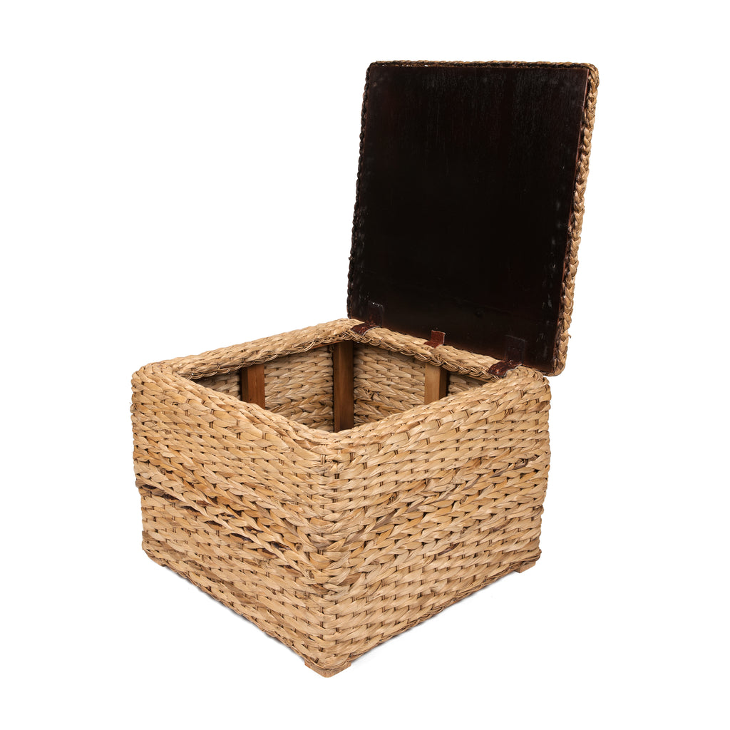 Square Wicker Storage Ottoman Rattan Coffee Table