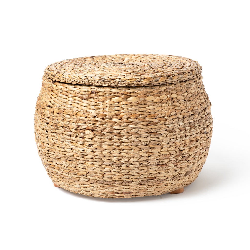 Round Wicker Storage Rattan Ottoman