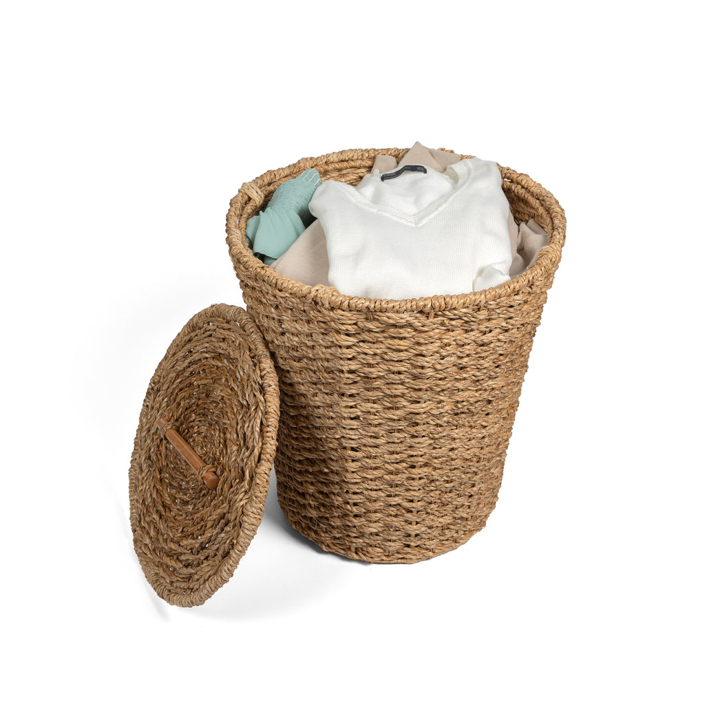 Round Hamper Large Wicker Storage Laundry Basket With Lid