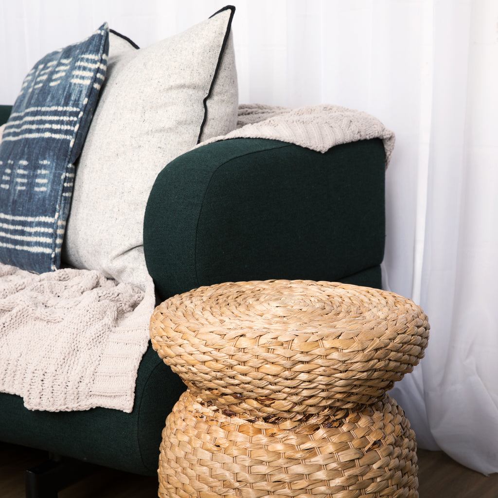 Round Wicker Side Rattan Accent Woven End Table