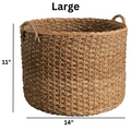 Round Wicker Storage Rattan Basket For Blankets, Toys, Towels, Laundry with Handles