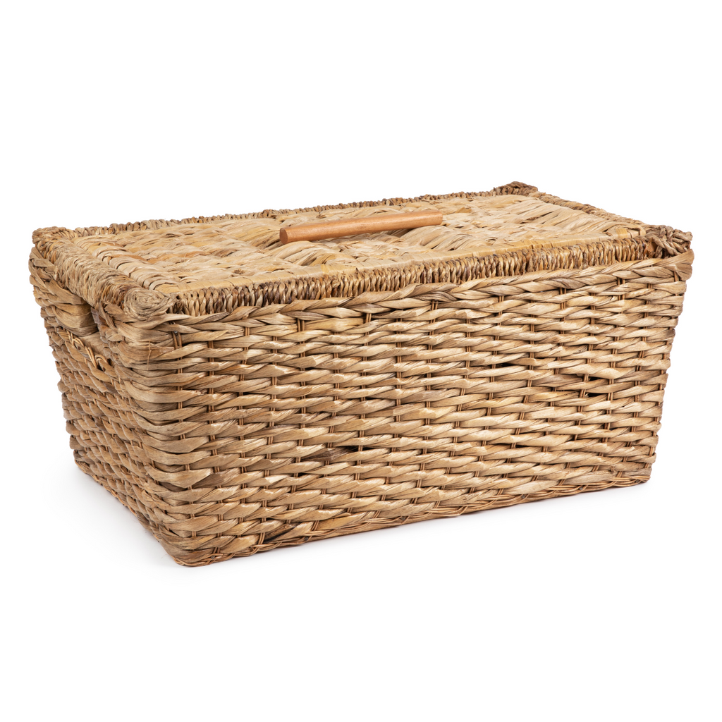 Wicker Toy Storage Chest Rattan Large Rectangular Basket with Lid