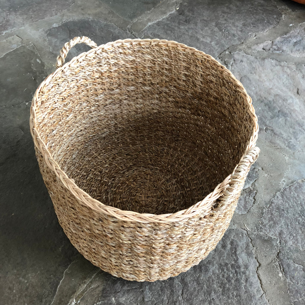 Wholestory Collective Handwoven Wicker Banana Leaf Floor Basket with Handles
