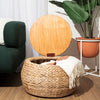 Round Storage Ottoman Natural Wicker Rattan With Lid