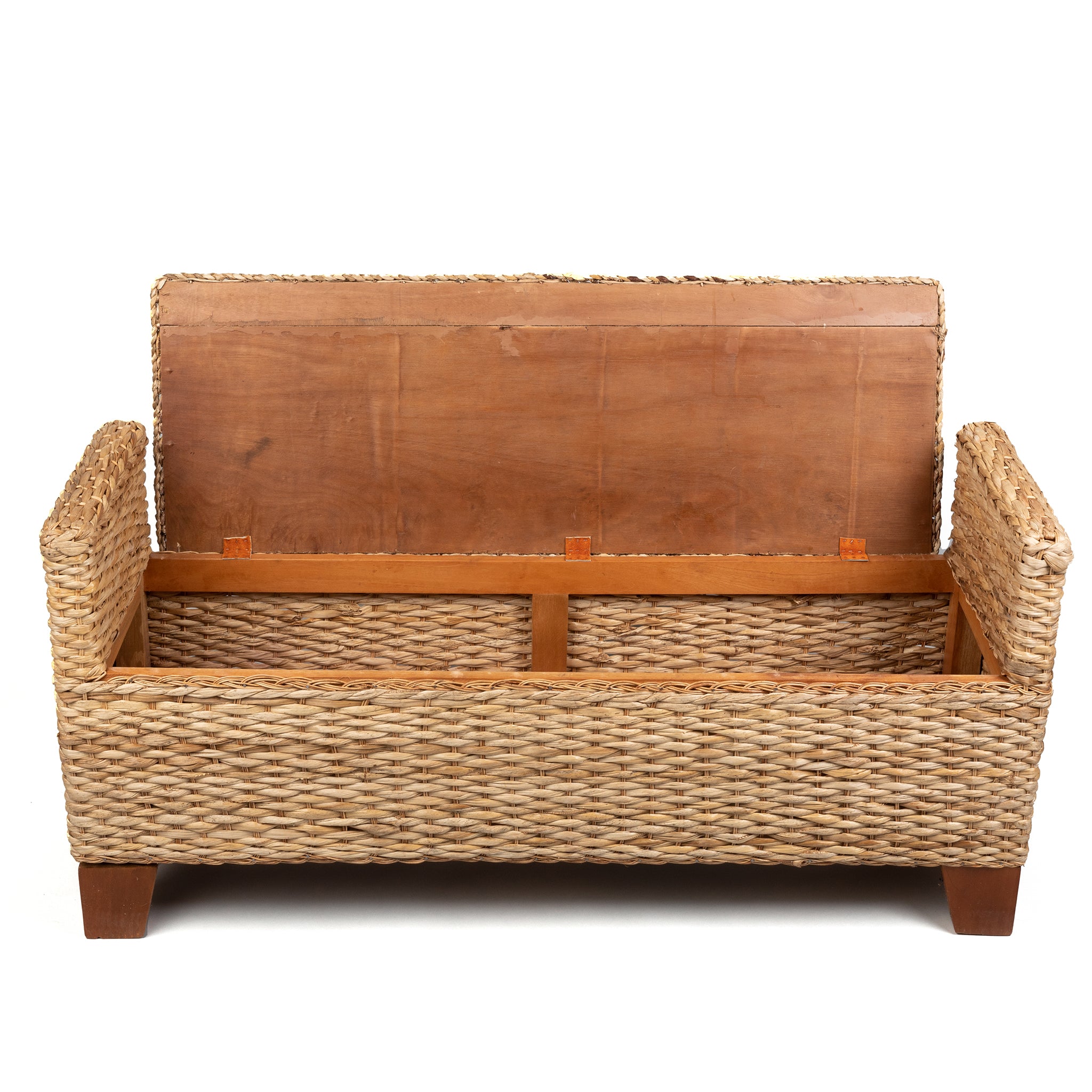 Wicker Storage Bench Rattan Woven Ottoman for Entryway, End of Bed, Li
