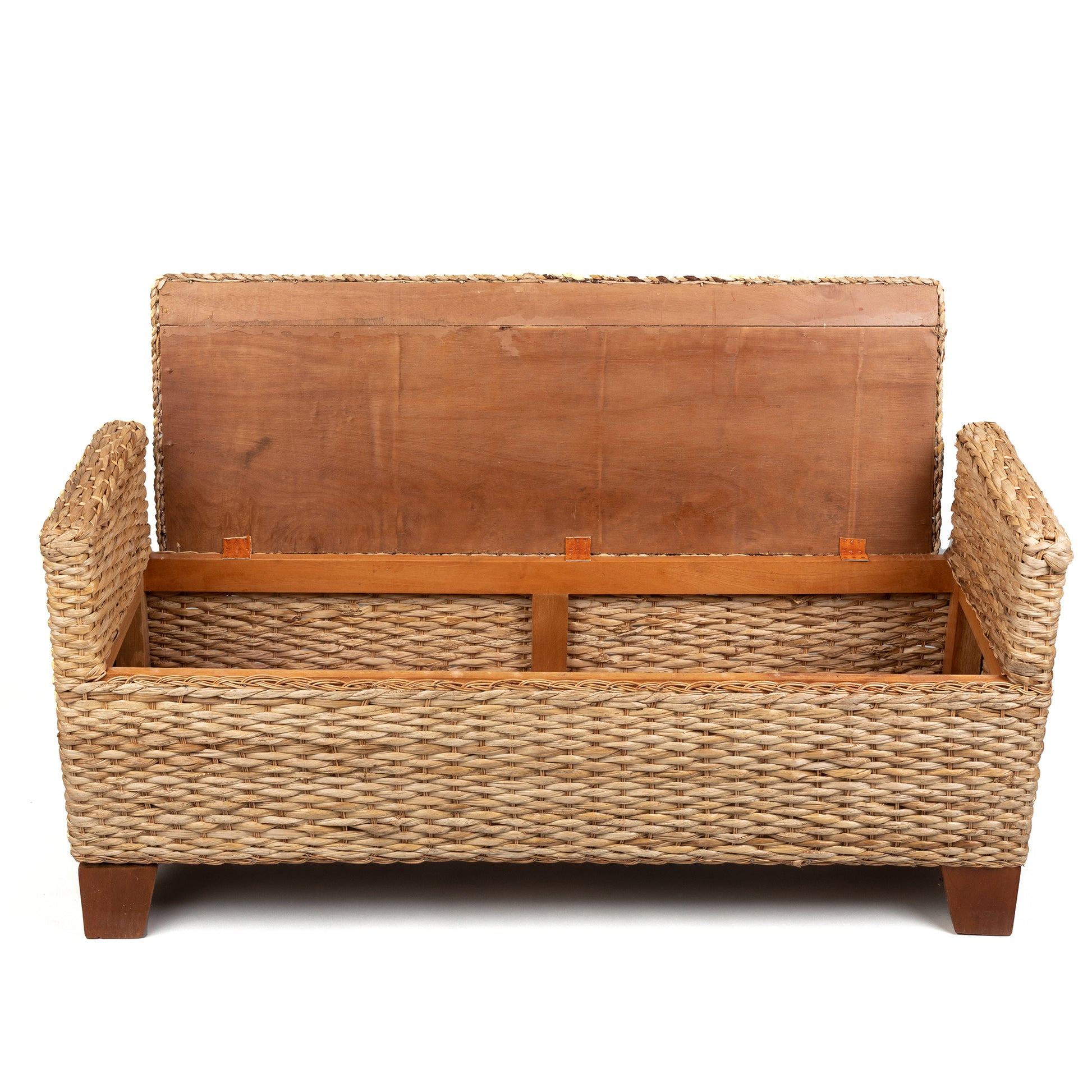Wicker Storage Bench Rattan Woven Ottoman for Entryway, End of Bed, Living Room