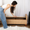 Wicker Storage Bench Rattan Woven Ottoman for Entryway, End of Bed, Living Room
